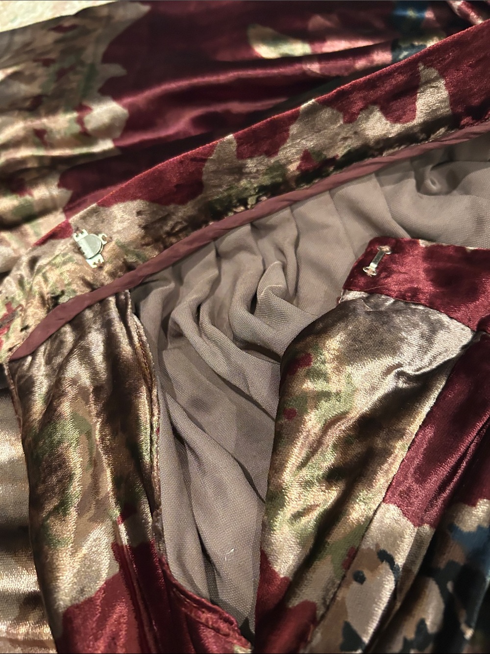 Vintage Ralph Lauren Country Burgundy and Gold Floral Maxi Skirt - Picture 6 of 8